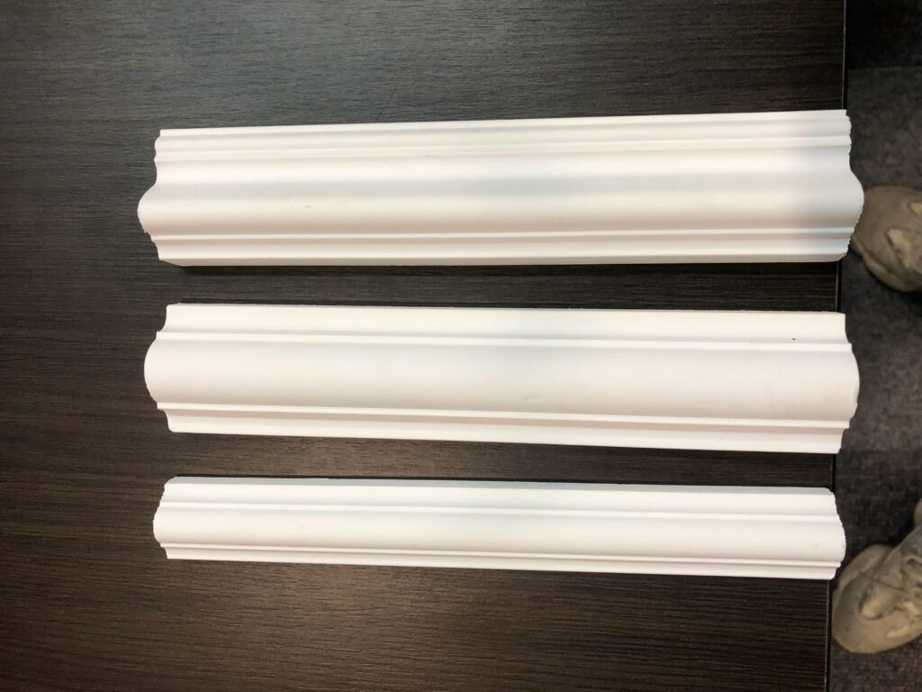 PU cornice and moulding samples cast on a Yongjia line